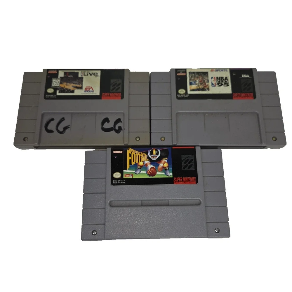 Vtg Super Nintendo SNES Video Games Sports Gaming Game NBA Football Lot of 3